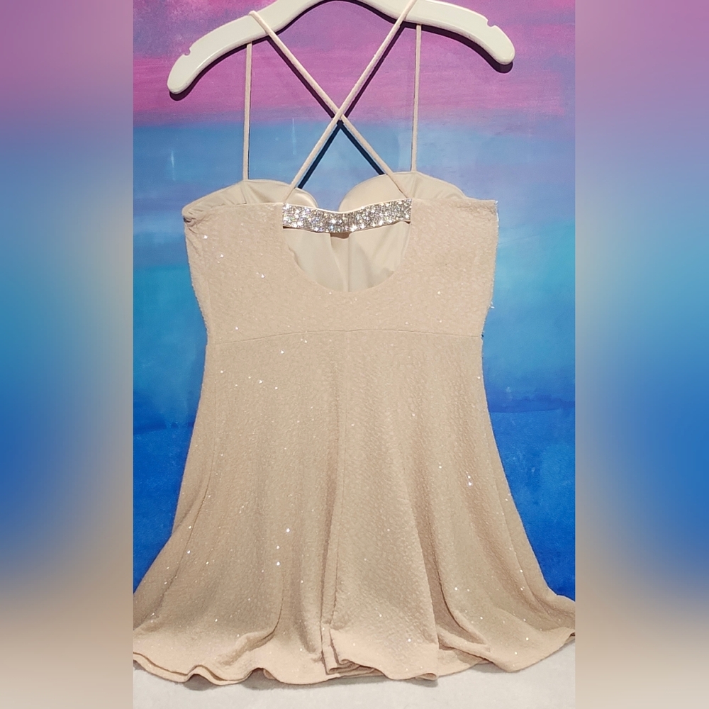 Windsor Sleveless Sparkle Cream Fit And Flare Dress image 2